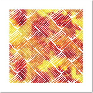 Orange watercolor streaks Posters and Art